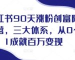 90天小红书粉丝暴涨创富计划，揭秘三大独家体系，从0到1打造百万收益，让你成为小红书顶流博主！