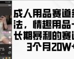 成人用品市场揭秘：情趣用品如何实现3个月翻倍收益，长期暴利赛道新玩法曝光！