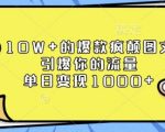 10W+爆款图文揭秘：流量暴涨秘诀，单日变现1K不是梦！
