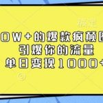 10W+爆款图文揭秘：流量暴涨秘诀，单日变现1K不是梦！