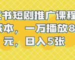 小红书短剧推广秘籍：0成本投入，轻松实现万次播放赚80元，日赚500元不是梦！