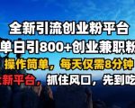 揭秘高效引流秘籍：单日狂揽800+创业粉，轻松兼职，仅需8分钟，全新平台助你创业无忧！