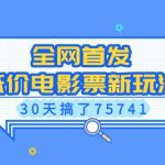 全网独家揭秘：低价电影票赚钱新攻略，30天狂赚75741元，抢票秘技大公开！