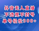 抖音零成本躺赚项目，单账号日赚300+，独家揭秘稳定盈利秘诀，安全可靠不封号【内部揭秘】