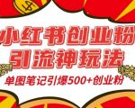 小红书独家创业粉引流秘籍，一张图片笔记轻松吸引500+精准创业粉丝，私信火爆不断！
