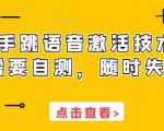 快手独家揭秘：一键跳语音激活技术，速来自测！随时可能失效，错过再无！