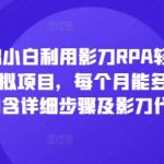 零基础快速上手影刀RPA，操作闲鱼虚拟项目月入3000+，独家详细步骤+影刀代码大揭秘！
