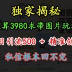 揭秘：3980元预算独门秘技，图片营销玩法曝光！日引500+精准创业粉丝，私信爆满，轻松赚钱不是梦！