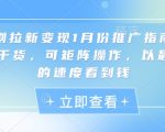 短剧拉新狂揽流量秘籍：1月推广攻略曝光，独家干货分享，矩阵裂变快速变现！