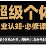 揭秘超级个体商业智慧：从0到1，全面掌握账号全流程的必修视频课程！