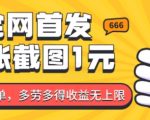 全网独家揭秘：1块钱轻松截图赚钱，每分钟一单，劳动致富，收益无限放大！