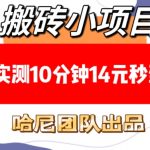 10分钟轻松赚14元，揭秘搬砖小项目日入百元秘诀，稳定收入不是梦（附赠独家稳定技巧）