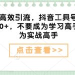 创业必备秘籍：抖音高效引流工具号操作，日吸粉300+，实战达人速成攻略，告别理论高手！
