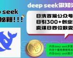 揭秘DEEPSEEK独家秘籍：日洗百篇公众号文章，轻松日引300+创业粉，实现卖课日入四位数，保姆级变现教程一网打尽！
