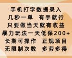 手机打字兼职，轻松录入数据，秒赚一单，手残党也能日入百元，揭秘暴利赚钱法，日赚200元不是梦！