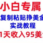 轻松复制粘贴日赚95美金，无门槛赚钱攻略，3分钟掌握，独家内部教程首次曝光！