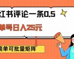 揭秘：小红书评论赚钱攻略，0.5元/条，单账号日赚25元，矩阵操作，轻松无脑靠谱赚钱法！