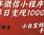 25年微信小程序推广秘诀：单日变现翻倍，独家技术曝光，小白宝妈也能轻松日入过万！揭秘赚钱攻略！