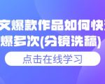 小说爆款秘籍：轻松实现连续爆文，揭秘分镜洗稿技巧！