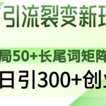 微信引流裂变全攻略：2025最新爆款玩法！日引500+创业粉，长尾词矩阵布局50天见效，轻松躺赚全平台适用3513