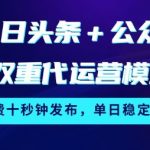 每日躺赚300+！公众号+头条10秒发布暴利玩法，独家揭秘小白轻松变现秘籍479