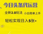 2025防封技术揭秘！今日头条代运营新玩法日入5000+【手把手教学】小白轻松躺赚1717