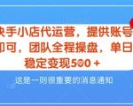 【揭秘】2025快手小店代运营3.0新玩法：0门槛躺赚日入800+，收益五五分成稳如磐石51213