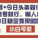 爆单秘籍！公众号+今日头条双平台代运营，零门槛日赚8单【揭秘】