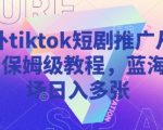 海外TikTok短剧推广秘籍：新手3天爆单日入1000+ 保姆级教程手把手教你抢占蓝海市场3716