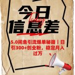 5.0闲鱼引流终极爆单秘籍：日加500+精准创业粉！2024最新玩法助你轻松月入5W+（免费领取！） >>>