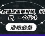 AI猫咪黑帮视频爆款秘籍！30秒涨粉5万+，零门槛小白3天狂揽5万粉！61011