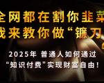 2025知识付费暴利新风口！普通人副业月入10万+终极指南，防割韭菜狂赚秘籍大公开｜深度拆解财富自由底层逻辑