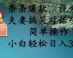 视频号夫妻对话100%原创爆款玩法！新手必看：零门槛日入1000+，小白无脑复制流量炸裂156