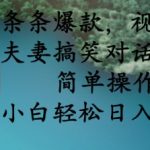 视频号夫妻对话100%原创爆款玩法！新手必看：零门槛日入1000+，小白无脑复制流量炸裂156