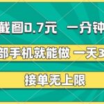 两张截图0.7元 一分钟益单 一部手机就能做 一天300+ 接单无上限