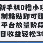 手机0撸新玩法！复制粘贴就能日赚300+，平台放量期揭秘暴利操作！