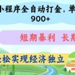 微信小程序躺着赚钱！全自动打金日赚500+，揭秘短期暴利长期稳定暴富秘籍【新手必看】