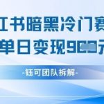 小红书冷门“暗黑”赛道爆赚！单日收益破千+的冷门变现秘籍