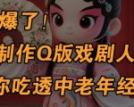 AI制作Q版戏剧人物爆赚攻略！零基础5分钟出图，吃透中老年经济流量密码，多渠道变现教程