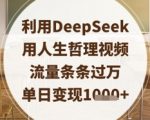 DeepSeek人生哲理视频单条破50万播放！普通人日入过万的流量变现秘籍大公开！