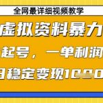 小红书虚拟资料暴富攻略：0成本起号日赚过万！揭秘新手躺赚99+的暴力变现秘籍！