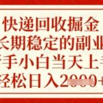 暴利快递回收掘金！零门槛副业当天见效，新手小白日入500+【独家曝光】