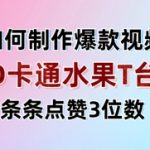 爆款3D卡通水果走秀视频惊爆全网！单条破千点赞，3天狂赚500+变现秘籍