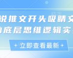 2024小说推文爆款秘籍：3步打造日赚1000+的吸金开篇！底层逻辑实操大揭秘，新手也能快速起号变现！