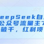 【暴利新玩法】DEEPSEEK+公众号3天狂赚5000+！零门槛AI自动写文躺赚攻略，小白速成日入300！