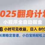 2025小程序暴利项目！48小时躺赚日入800+，宝妈必备永久管道收入，独家爆料！