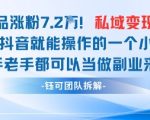 抖音私域变现暴增秘籍！3天23作品狂涨粉7.2W+轻松狂赚10W+