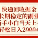 2025暴利快递回收副业！零门槛当天躺赚日入1000+【内部数据曝光】