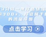 天暴增300+创业粉绝密技巧！3分钟1条作品轻松日引精准流量，新手必看引流秘籍