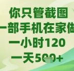 2025手机截图暴富秘籍！在家日赚500+ 苹果安卓通用 新手日入5张【限时揭秘】